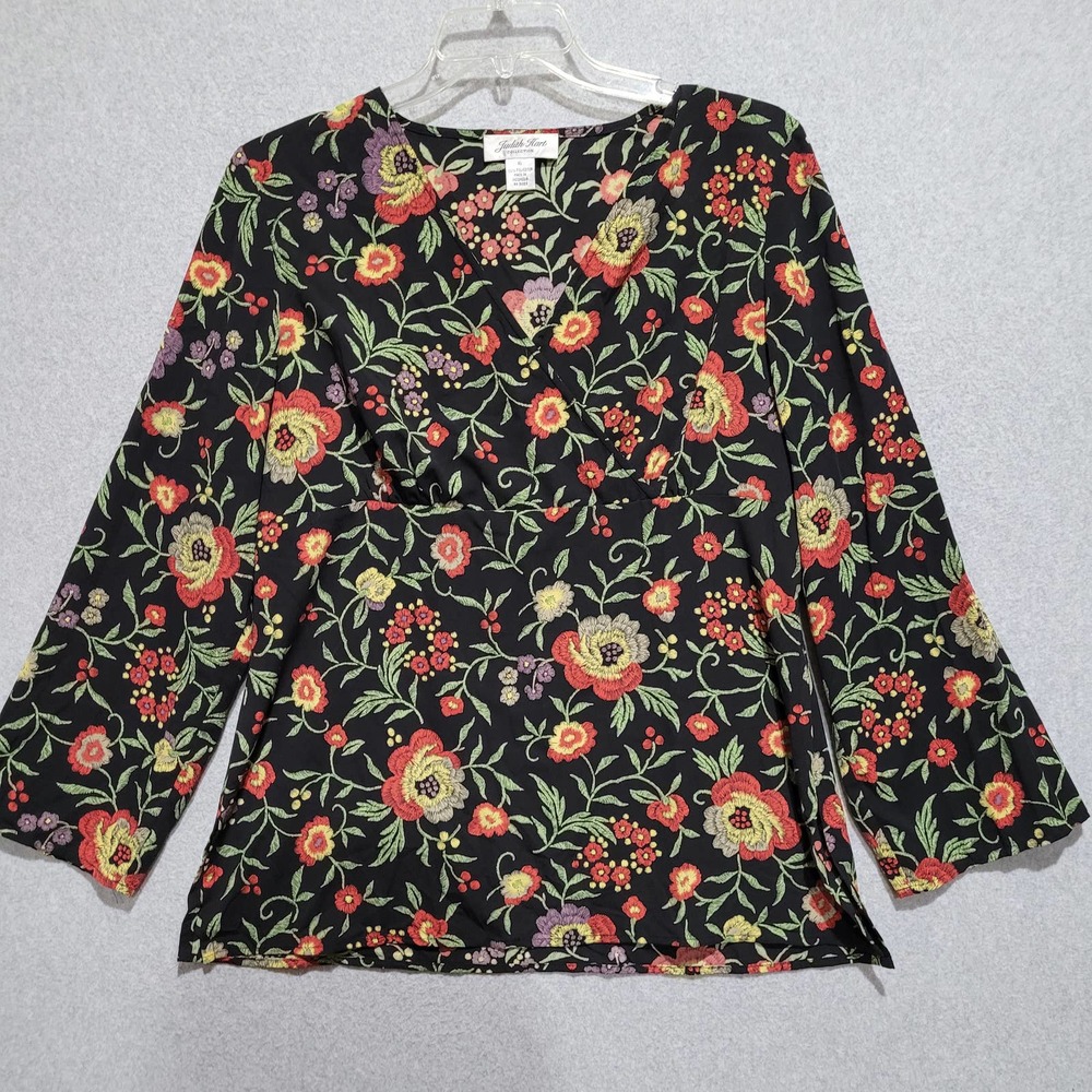 Judith Hart Blouse Womens 16 Empire Waist Side Zip Floral Print